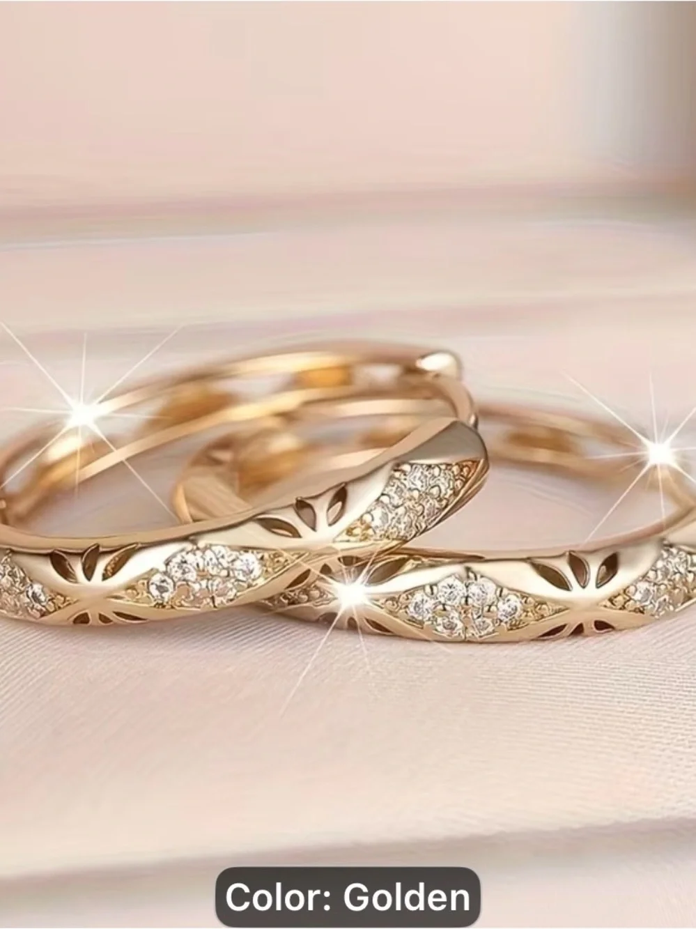 Vintage synthetic micro pave colored Golden Hoop Earrings with Crystal Accents